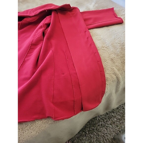 White Lotus Jersey Stretch Blazer Rolled Hem Pockets Wood Metal Buttons Small - Picture 11 of 14